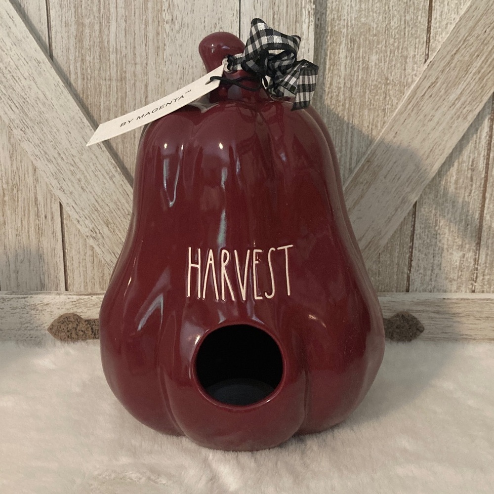 Rae Dunn Harvest Gourd Birdhouse in Burgundy